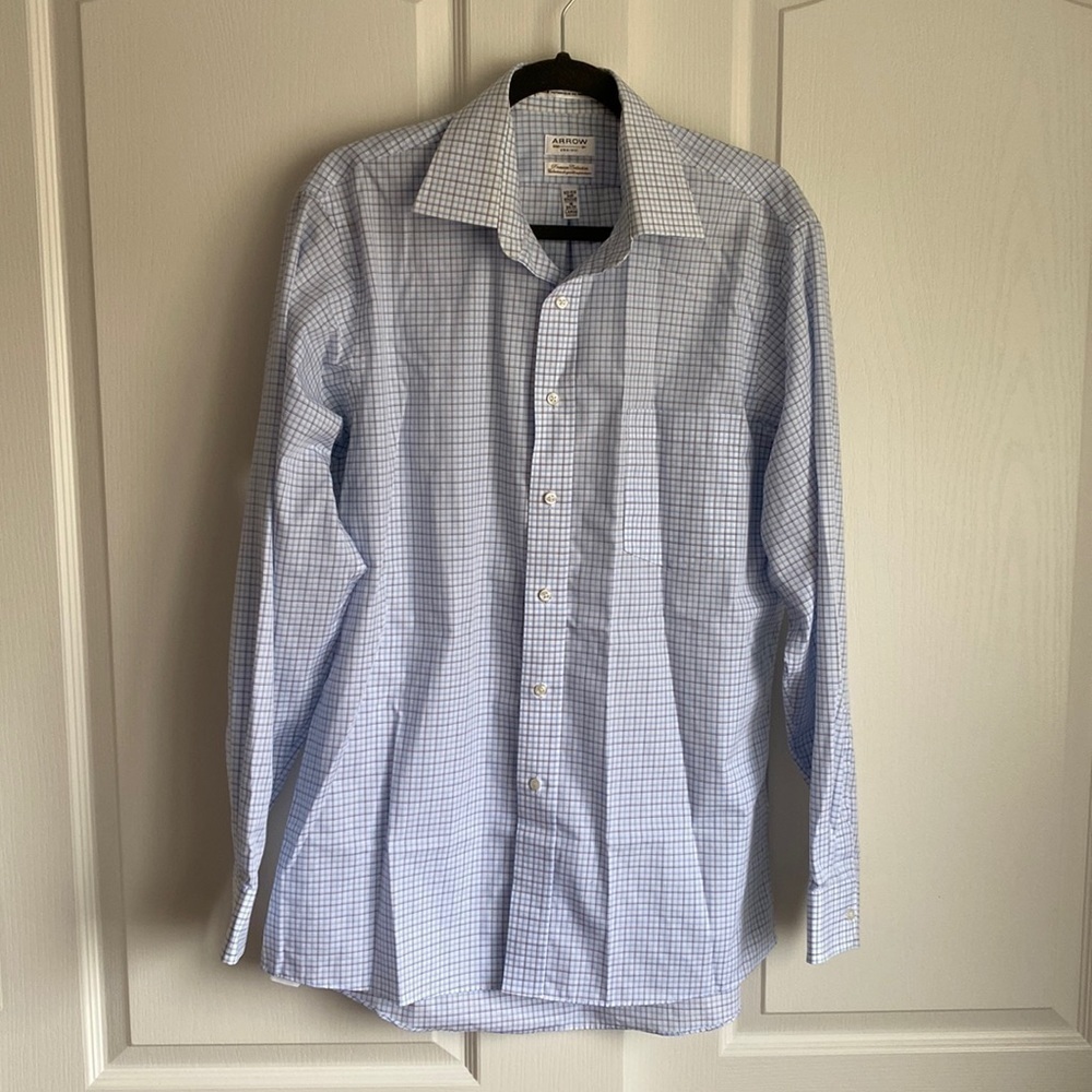 Arrow - Button Down Collared Dress Shirt, Blue Plaid​​​​​​​​​​​